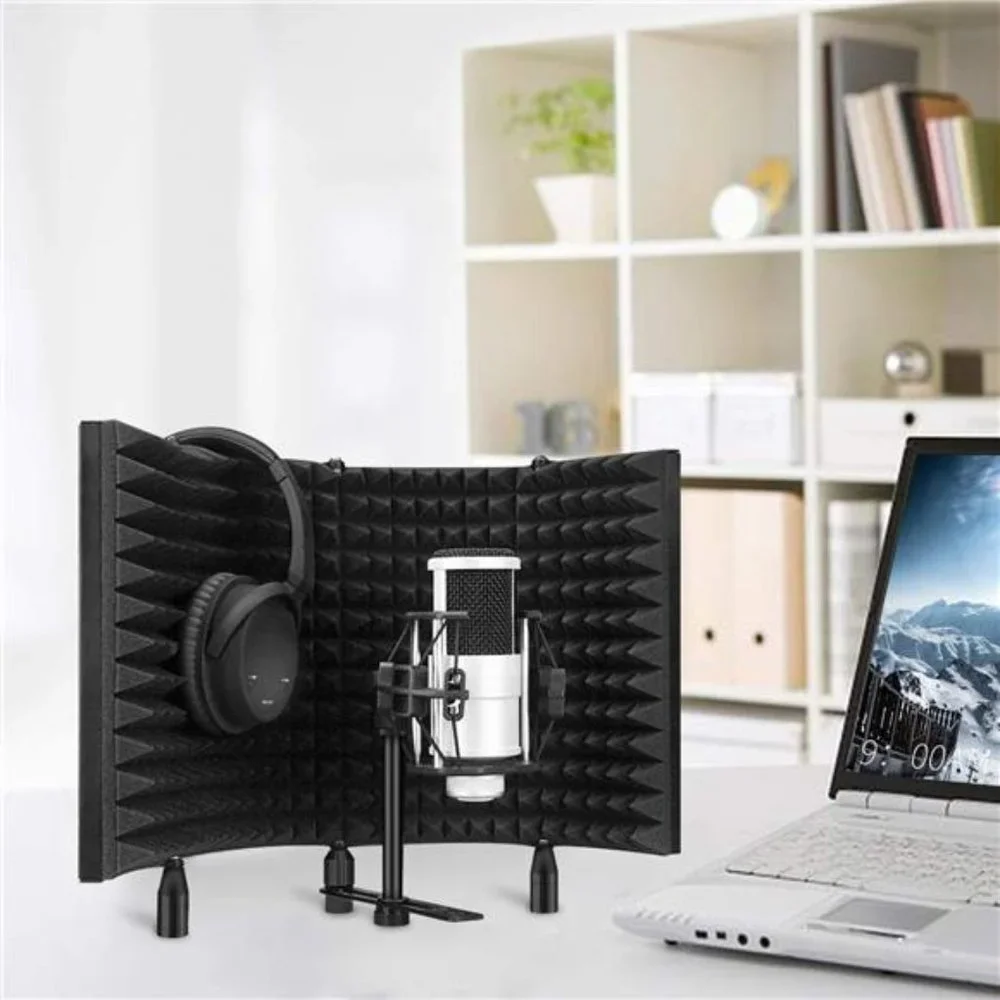 Studio Recording Microphone Isolation Shield, Pop Filter.High density absorbent